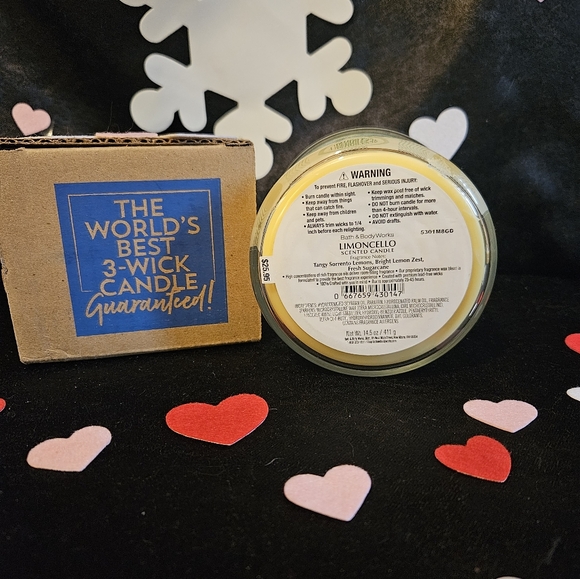 NWT Bath & Body Works Limoncello Lemon 3-wick Candle - Yellow and Green - Picture 3 of 5